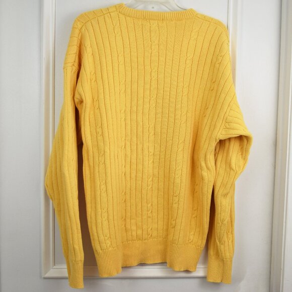 Nautical Crewneck Pullover Sweater Men XL Extra Large Cable Knit Yellow Preppy - Picture 2 of 16